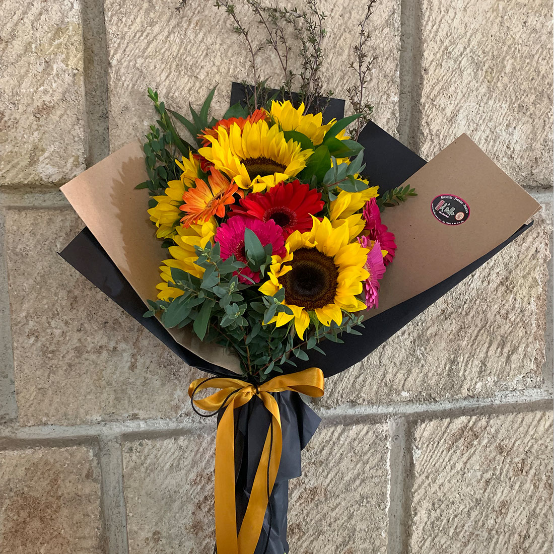 Bouquet con 7 girasoles y 12 gerberas